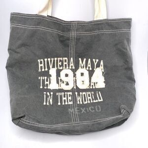 Riviera Maya Mexico 1984 Tote Bag - Green Organic Cotton Canvas 14” x 14” x 4”